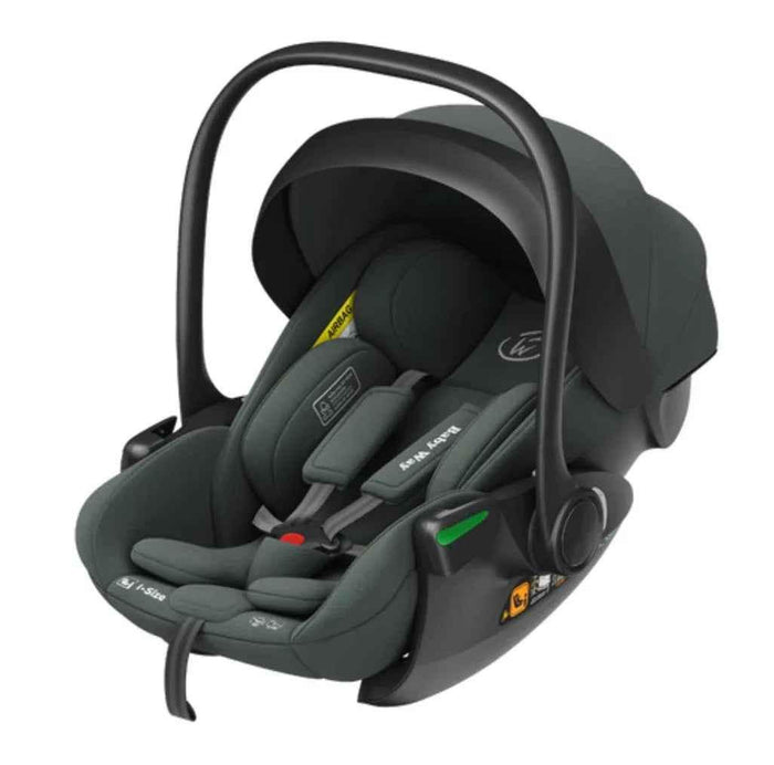 Baby Way NZ Crown i-Size reclining capsule car seat with ISOFIX base in olive, designed for baby and toddler safety.