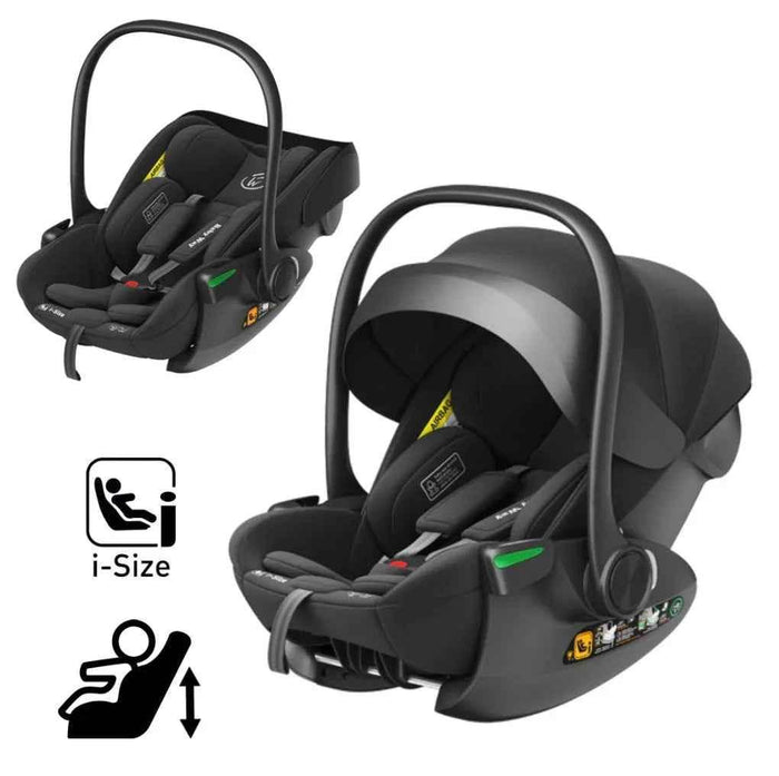 Baby Way NZ Crown i-Size reclining capsule car seat in black with 6-level adjustable headrest for babies and toddlers.