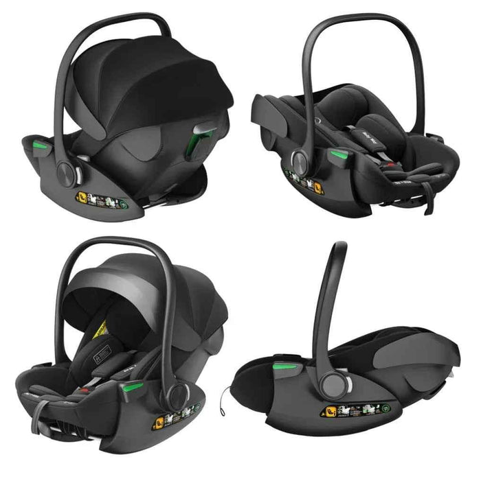 Baby Way NZ Crown i-Size reclining capsule car seat in black with 6-level adjustable headrest for baby and toddler travel.
