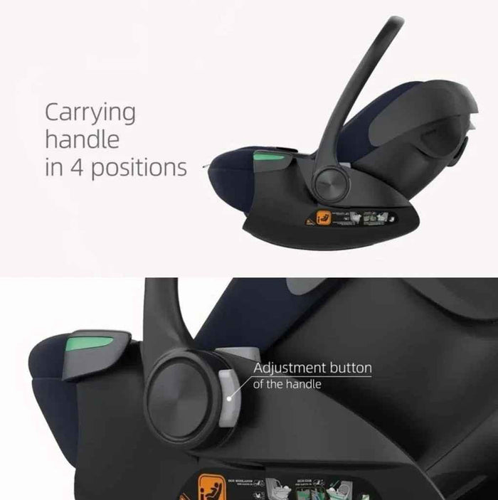 Baby Way NZ Crown i-Size reclining capsule car seat in black with 6-level adjustable headrest for infants and toddlers.