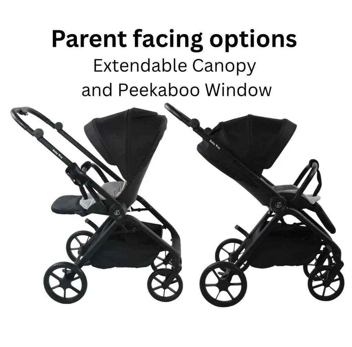 Baby Way NZ Crown Y luxury reversible bassinet stroller with sunshade, extended canopy, and capsule combo for comfort and style.