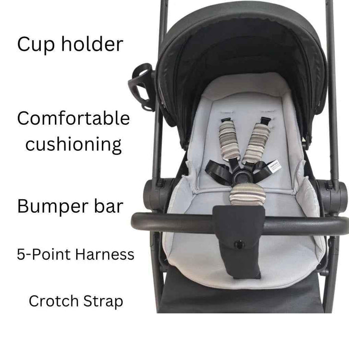 Baby Way NZ Crown Y luxury reversible bassinet stroller with sunshade and extended canopy, showing the open bassinet and adjustable features.