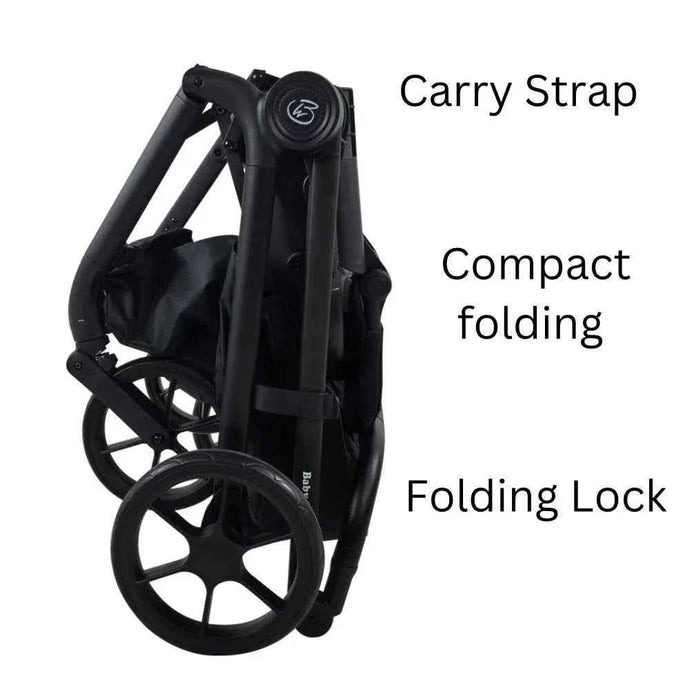 Baby Way NZ Crown Y luxury reversible bassinet stroller with open design, sunshade, and extended canopy in a stylish setup.