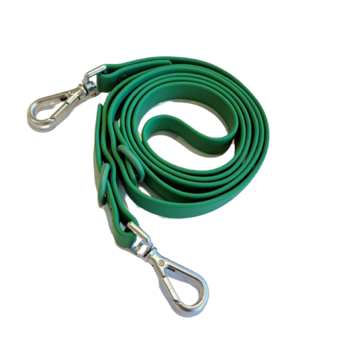Green customizable dog lead from Walkieez, featuring durable material and adjustable length for walking pets.