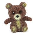 Small textured brown bear figurine with tan muzzle, chest, and feet, sitting with arms outstretched.