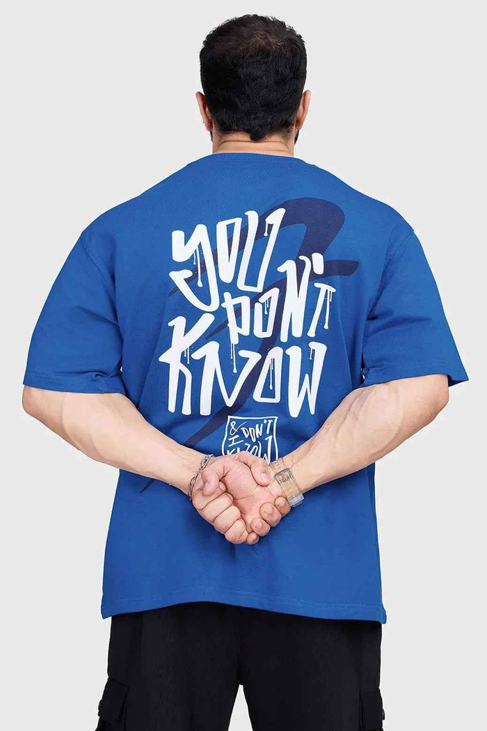 Royal blue Dapper oversized T-shirt by Fuaark Nz, featuring a relaxed fit and casual style, displayed on a mannequin.