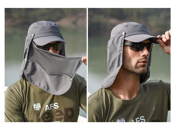 Dark grey dealonline.nz wide brim bucket sun hat for outdoor fishing and hiking, offering UV protection.
