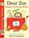 Book cover with cartoon zoo animals in a red crate. Over 200 stickers. Features a lion, giraffe, monkey, and dog.