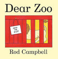 Dear Zoo book cover showing an illustration of a lion inside a red slatted crate with a From the Zoo tag.