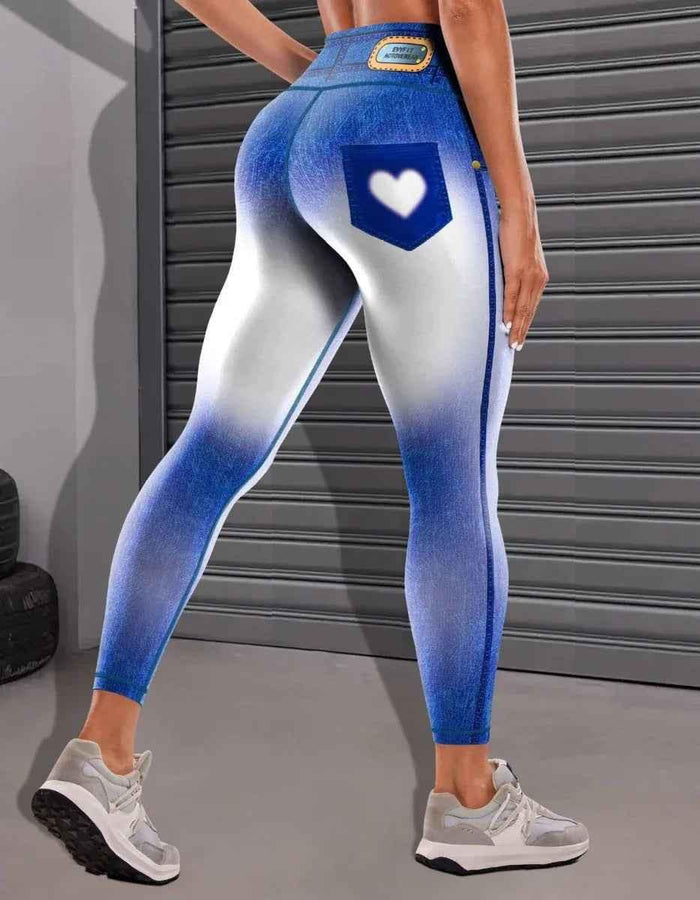Stylish 3Sixty5 women's navy blue denim yoga pants with a comfortable, fitted design and classic jeans style.