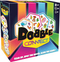 Vibrant game box showing hexagonal cards with icons like a van and donut on a multi-colored neon-striped background.