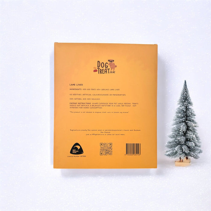 DogTreatNZ Christmas Advent Calendar for dogs with numbered treat compartments, festive holiday packaging design