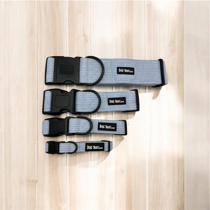 DogTreatNZ dog treat collar with colorful adjustable strap and metal buckle, designed for pet comfort and style.