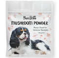 Doggy Daily Mushroom Powder by Animal Addiction Limited with turkey tail mushroom, shown in a jar on a kitchen countertop.