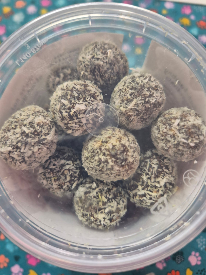 Doggy Daily Bliss Balls by Animal Addiction Limited, healthy treats for dogs with natural ingredients and appealing shape.