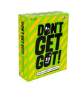 Bright lime green game box with yellow diagonal stripes and bold black text featuring small, quirky cartoon faces.
