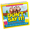 Bright yellow Don't Say It! game box featuring three cartoon monkeys on a branch and sample word cards.