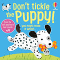 Blue book cover with a spotted white puppy holding a bone, a fuzzy touch-and-feel patch, and bold yellow text.