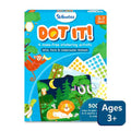 Blue Skillmatics Dot It box featuring a monkey, lion, turtle, and colorful dot sticker sheets.