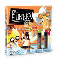 Orange board game box with cartoon scientists in a lab, featuring test tubes filled with colorful balls.