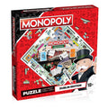 Red square puzzle box featuring a Dublin Monopoly board and Mr. Monopoly character holding a silver cane.