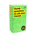 Green rectangular party game box with yellow title blocks and hand-drawn face illustrations across the packaging.