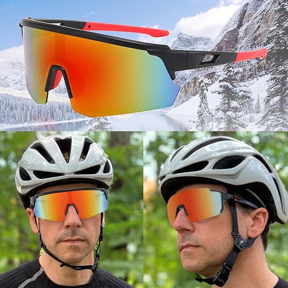 ECOTREK cycling sunglasses with UV400 protection, sporty design for men and women, featuring dark tinted lenses and lightweight frame.