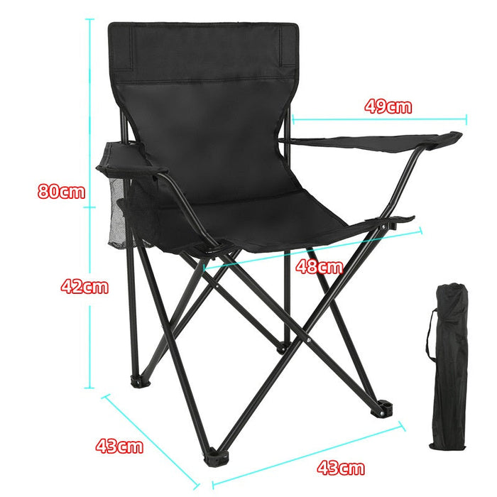 ECOTREK lightweight folding camping chair with cup holder, portable outdoor chair with armrests and sturdy frame