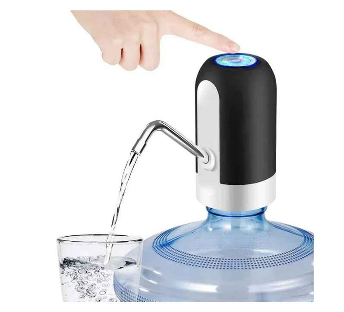 Techplus electric water dispenser pump, USB rechargeable, compact and portable device for easy, hands-free water dispensing.