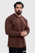 Brown Shell Raw Sweatshirt by Fuaark Nz, casual sweatshirt with a cozy fit and textured shell pattern, ideal for comfortable everyday wear.