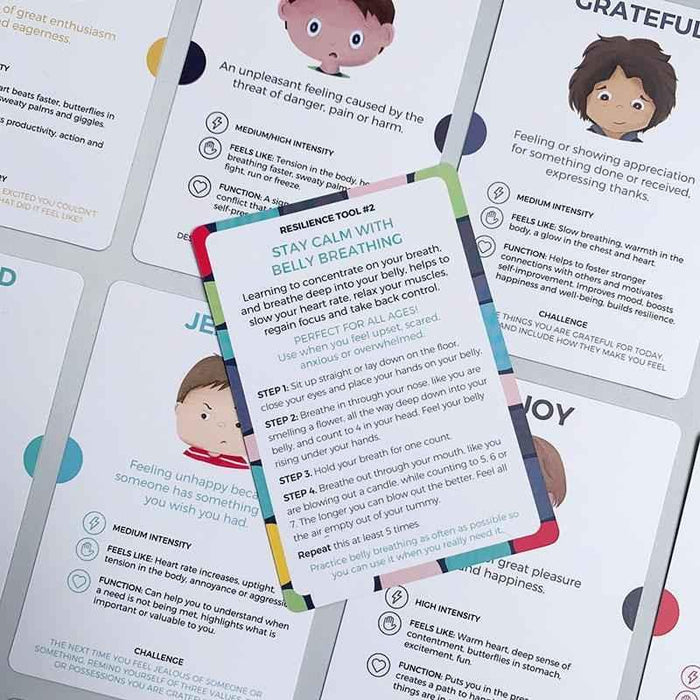 Emotional Warriors card set for kids age 3+ by Awesome Inc NZ, featuring colorful cards for fun and educational emotional learning.