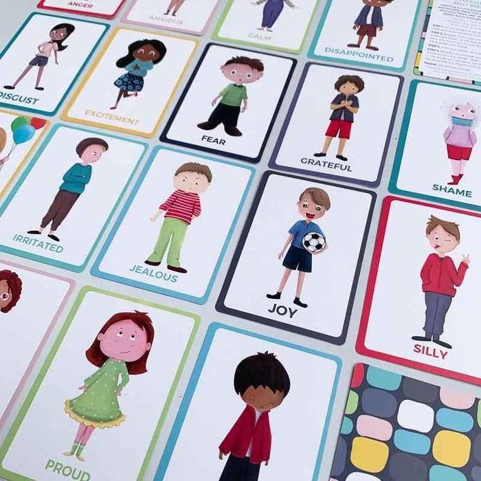Emotional Warriors card set for kids age 3+ by Awesome Inc NZ, featuring colorful educational cards to help kids explore emotions.