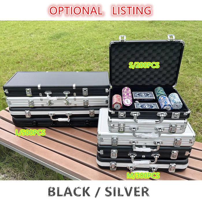 Empty poker chip case by dealonline.co.nz, black plastic storage box for poker chips and accessories.