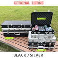 Empty poker chip case by dealonline.co.nz, black plastic storage box for poker chips and accessories.
