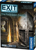 Board game box featuring a knight's helmet, a flaming torch, and an hourglass against a stone castle wall.