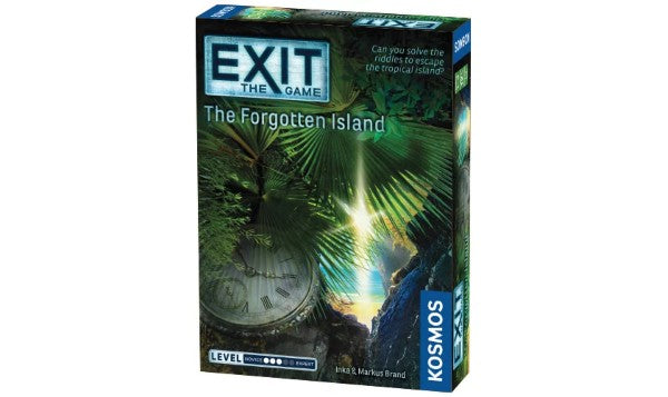 Vertical blue and green box featuring palm leaves, a pocket watch, and a tropical sunset over the ocean.