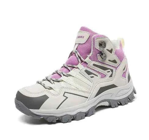 Pink unisex Expedition lightweight orthopedic hiking shoes by Mead's Supply & Equipment Outfitters with sturdy soles and comfortable fit.