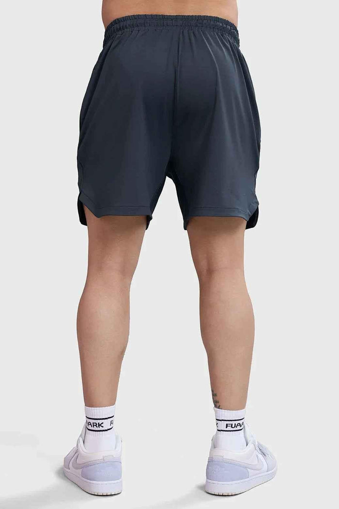 Dark grey Rush shorts by Fuaark NZ, showcasing a comfortable fit and casual style in a close-up image.