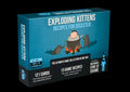Teal game box featuring cats cooking a man in a pot. Includes 121 cards, 13 game recipes, and a wearable cone of shame.