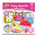 Galt craft kit box showing colorful sparkly mosaic art of a unicorn, owl, fairies, and a red mushroom house.