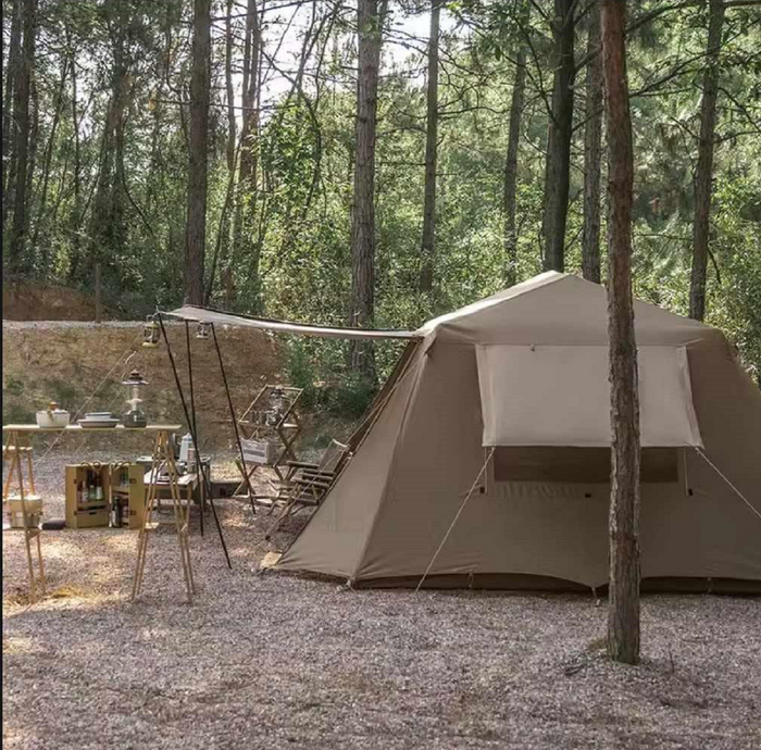 ECOTREK family tent with double layers, waterproof PU3000+, automatic design, two bedrooms for outdoor family camping.