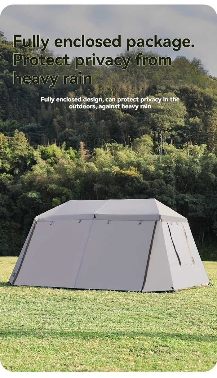 ECOTREK family tent with double layers, waterproof PU3000+, featuring two bedrooms and an automatic design for outdoor camping.