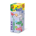 Tall box of SES Relax Dough with blue, white, green, and pink modeling clay visible through clear windows.