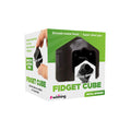 Black metal fidget cube spinner in green and white packaging showing the toy being spun between fingers.