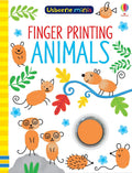 Book cover with orange fingerprint animals, colorful leaves, and a built-in circular orange ink pad.