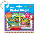 Galt Water Magic book packaging featuring colorful farm scenes, a chunky red water pen, and a white hanging ring.