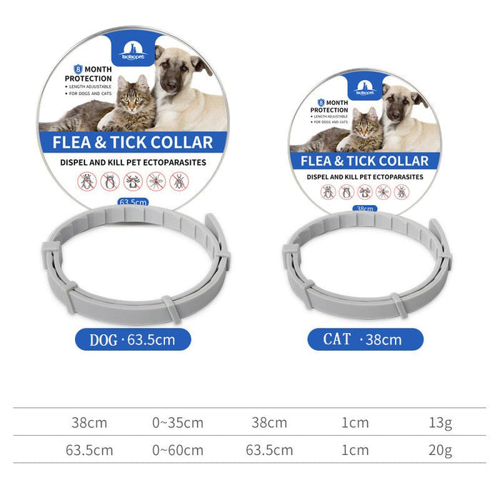 Dealonlinenz flea and tick cat collar, 38cm, 8-month protection, adjustable for cats, with labeled packaging.