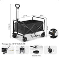 ECOTREK foldable beach wagon trolley with large wheels and collapsible frame for easy transport on sand and outdoor surfaces.