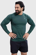 Forest green full sleeve T-shirt by Fuaark Nz, showcasing casual style and comfortable fit with soft fabric and simple design.