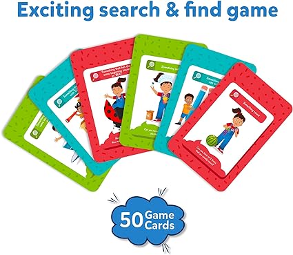 Six colorful fanned-out game cards with red, teal, and lime borders and a blue cloud graphic reading 50 Game Cards.
